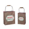 Raz Metal Set Of 2 Merry Christmas Striped Shopping Bag Decoration 4012357