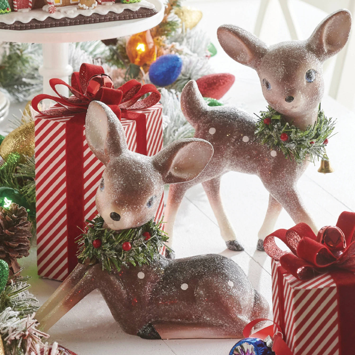 Raz Set of 2 12.75" Large Reindeer with Bottle Brush Wreath Christmas Figure 4212557 Raz Set Of 2 12.75" Large Reindeer With Bottle Brush Wreath Christmas Figure 4212557 -The Jolly Christmas Shop 4212557 edit 62768.1648227453