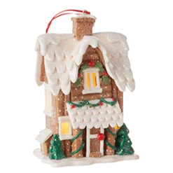 Raz 6.5" Lighted Gingerbread Pretzel House Christmas Ornament 4216269 -The Jolly Christmas Shop 4216269a 80924.1648757005