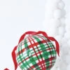 Raz 6" Large Green And Red Plaid Ball Glass Christmas Ornament 4224539