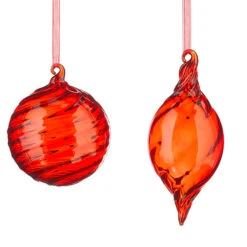 Raz 3.5" Red Swirl Glass Christmas Ornament 4224609