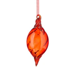 Raz 3.5" Red Swirl Glass Christmas Ornament 4224609 -The Jolly Christmas Shop 4224609b 22615.1649775860