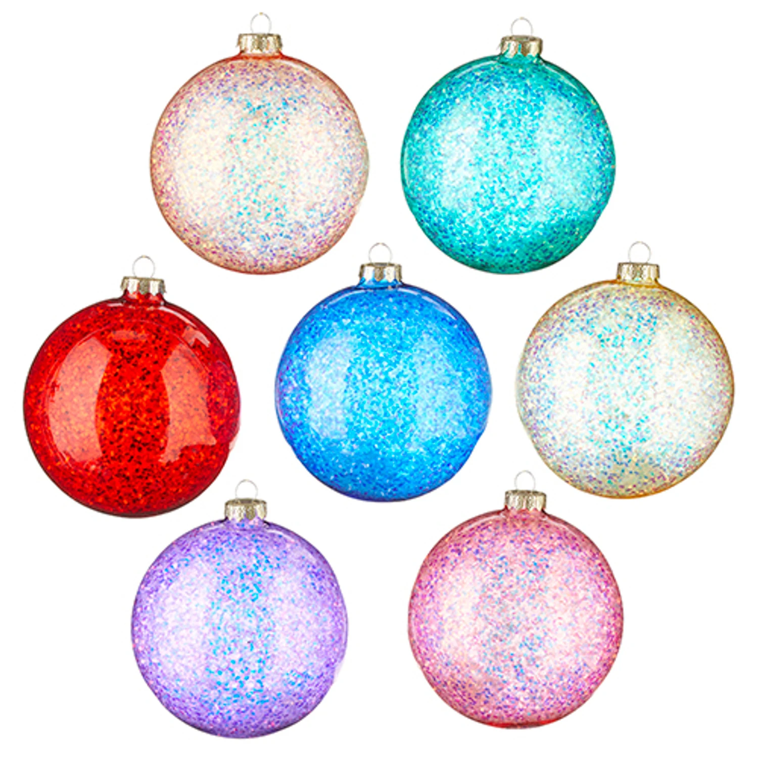 Raz 4.5" Set of 7 Rainbow Glittered Glass ball Christmas Ornaments 4224623 Raz 4.5" Set Of 7 Rainbow Glittered Glass Ball Christmas Ornaments 4224623 -The Jolly Christmas Shop 4224623 1 86456.1649792826
