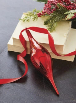 Raz 9.5" Red Drop Glass Christmas Ornament 4224637