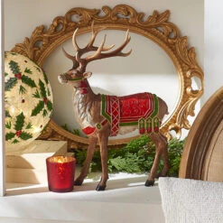 Raz 12.5" Saddled Reindeer Christmas Figure 4301612