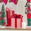 Raz Red And Pink Sparkle Christmas Package Decorations 4306657