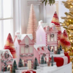 Raz 15" Peppermint Swirl Bottle Brush Trees Set Of 3 4315554