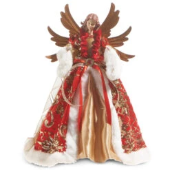 Raz 17.5" Red And Gold Angel Christmas Tree Topper 4315559