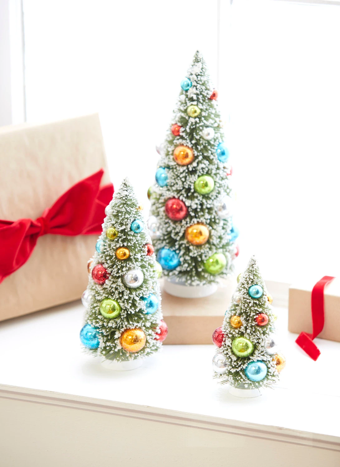 Raz 12" Set of 3 Snowy Bottle Brush Trees with Colorful Ornaments Christmas Trees 4316153 Raz 12" Set Of 3 Snowy Bottle Brush Trees With Colorful Ornaments Christmas Trees 4316153 -The Jolly Christmas Shop 4316153 13482.1690505205