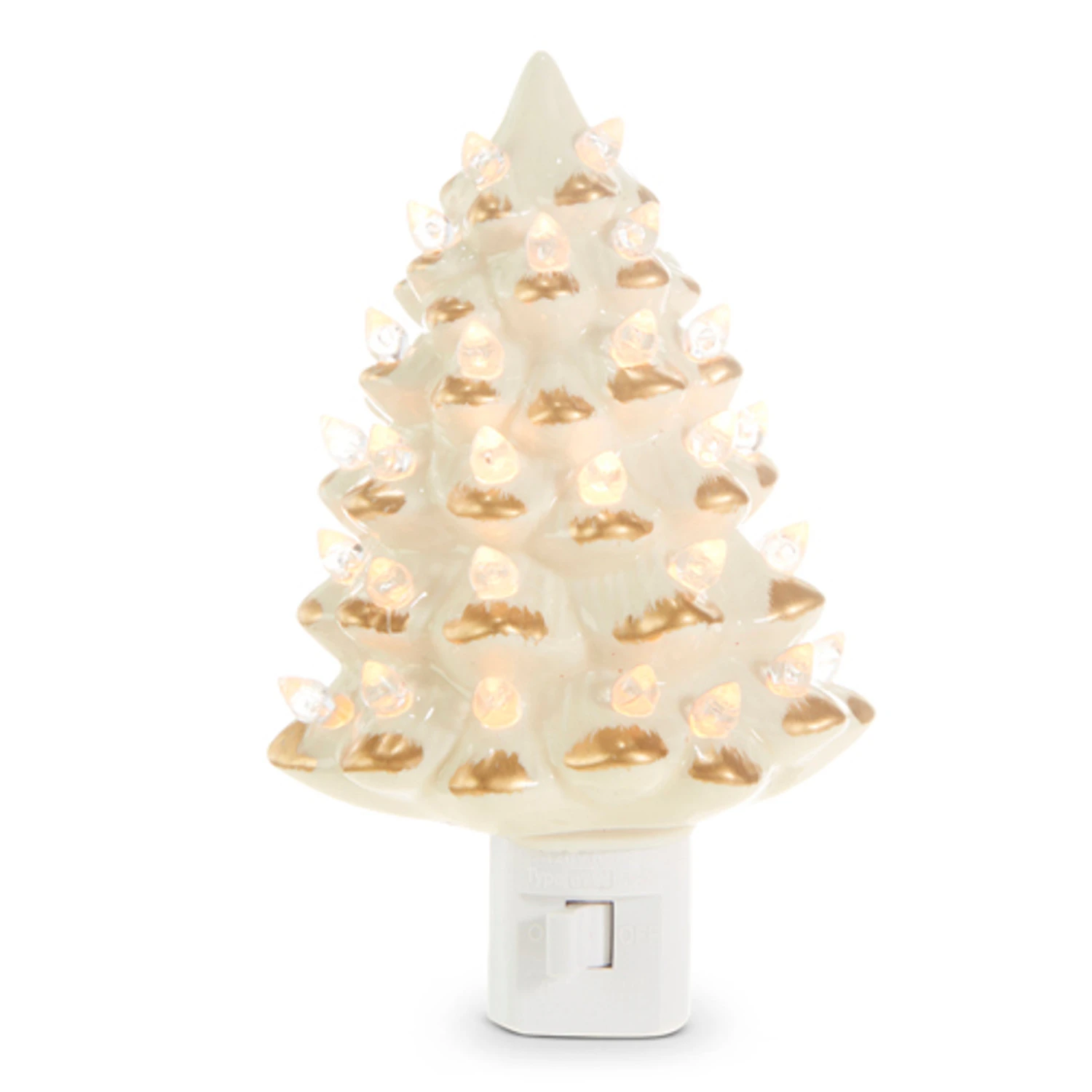 Raz 6" Vintage White and Gold Ceramic Christmas Tree Night Light 4319164 Raz 6" Vintage White And Gold Ceramic Christmas Tree Night Light 4319164 -The Jolly Christmas Shop 4319164 58188.1690758475