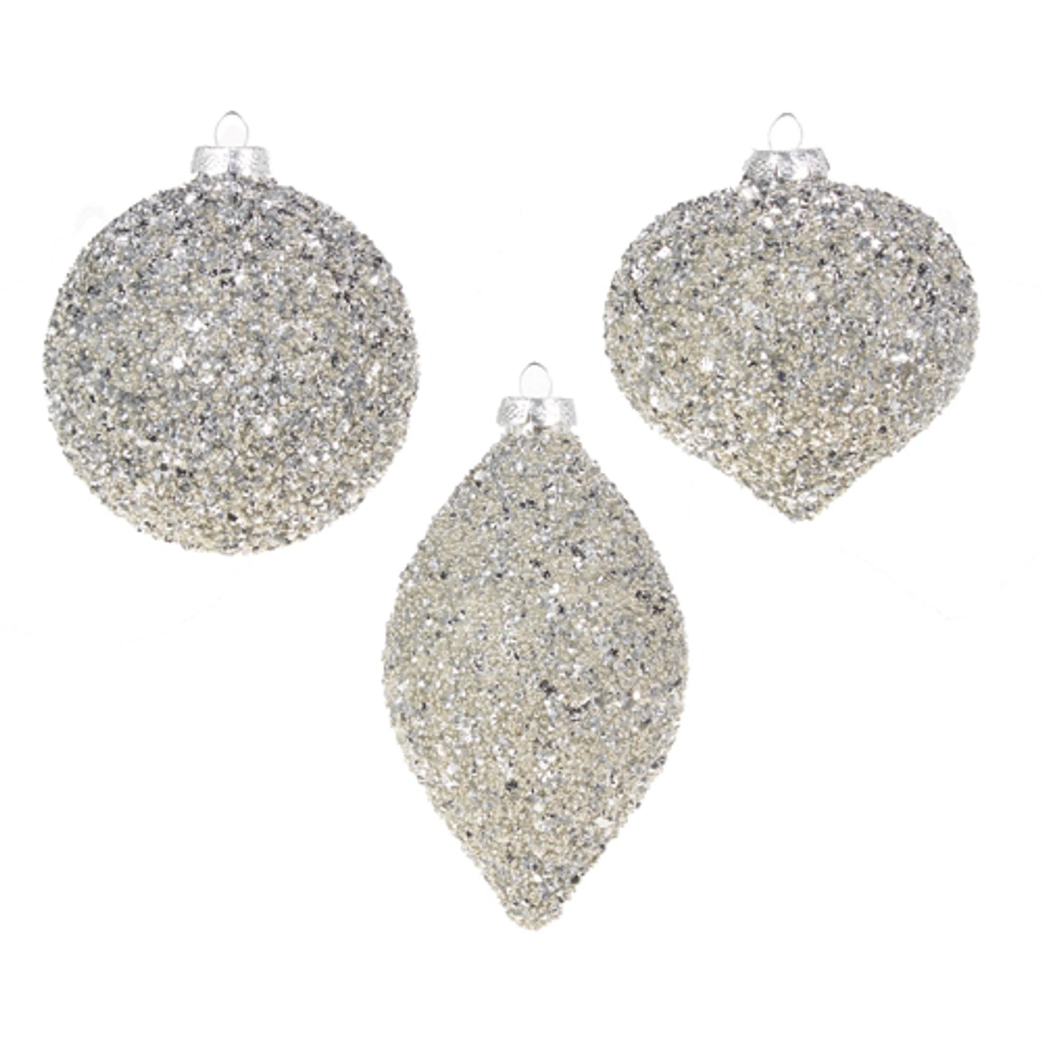 Raz 4" Silver Beaded Glass Christmas Ornament 4322806 Raz 4" Silver Beaded Glass Christmas Ornament 4322806 -The Jolly Christmas Shop 4322806 49093.1684166649