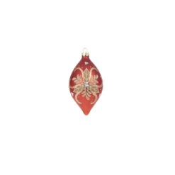 Raz 4" Red And Gold Holly Glass Christmas Ornament 4322839 -The Jolly Christmas Shop 4322839b 05937.1684247115