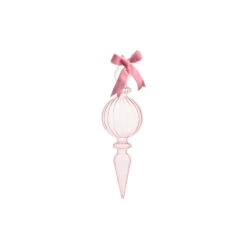 Raz 11" Large Clear Pink Blown Glass Finial Christmas Ornament 4322852 -The Jolly Christmas Shop 4322852a 15490.1684257472