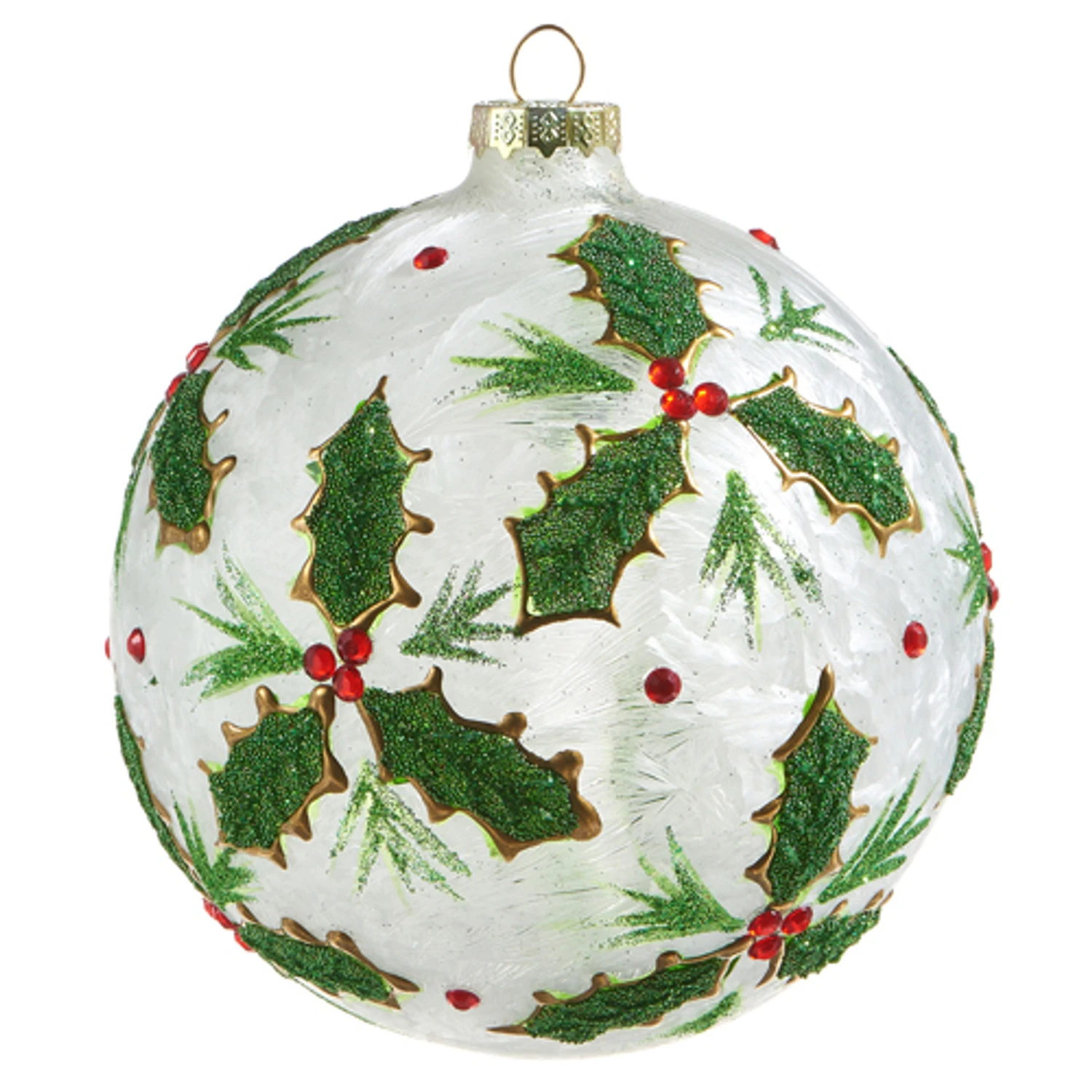 Raz 5" Holly Leaf Glass Ball Christmas Ornament 4322867 Raz 5" Holly Leaf Glass Ball Christmas Ornament 4322867 -The Jolly Christmas Shop 4322867 1 30521.1684269453