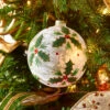 Raz 5" Holly Leaf Glass Ball Christmas Ornament 4322867
