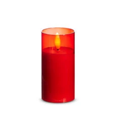 Uyuni Moving Flame Red Glass Ivory Pillar Battery Candle -The Jolly Christmas Shop 4324047 71450.1692019148