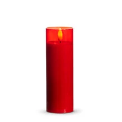 Uyuni Moving Flame Red Glass Ivory Pillar Battery Candle -The Jolly Christmas Shop 4324048 51129.1692019143