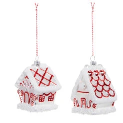 Raz 3.5" Peppermint Gingerbread House Glass Christmas Ornament 4324507