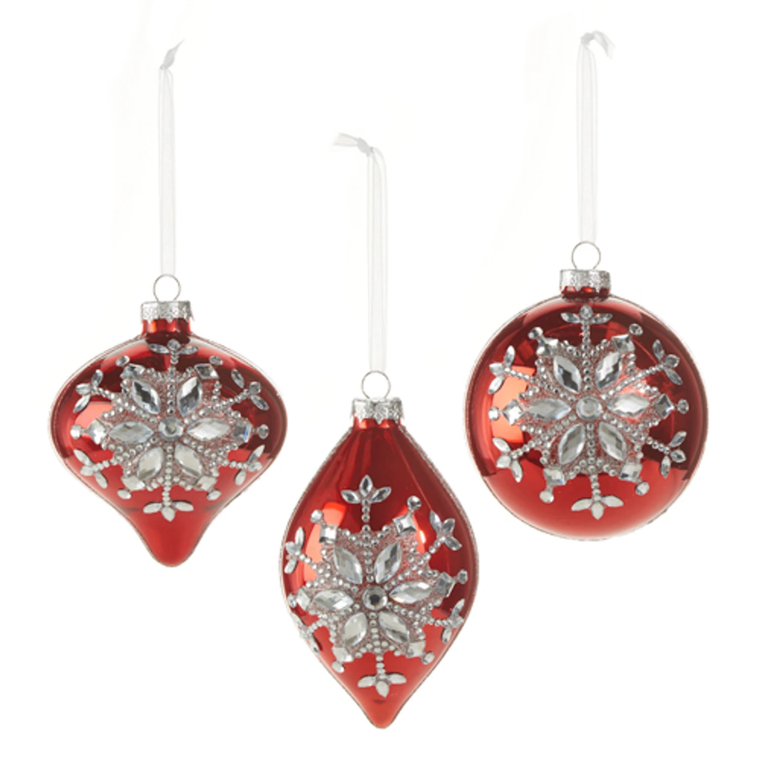 Raz 4" Red Jeweled Snowflake Glass Christmas Ornament 4324540 Raz 4" Red Jeweled Snowflake Glass Christmas Ornament 4324540 -The Jolly Christmas Shop 4324540 72067.1684861536
