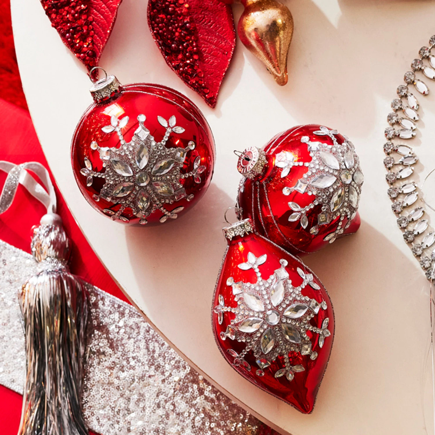 Raz 4" Red Jeweled Snowflake Glass Christmas Ornament 4324540 Raz 4" Red Jeweled Snowflake Glass Christmas Ornament 4324540 -The Jolly Christmas Shop 4324540 edit 26795.1684861533