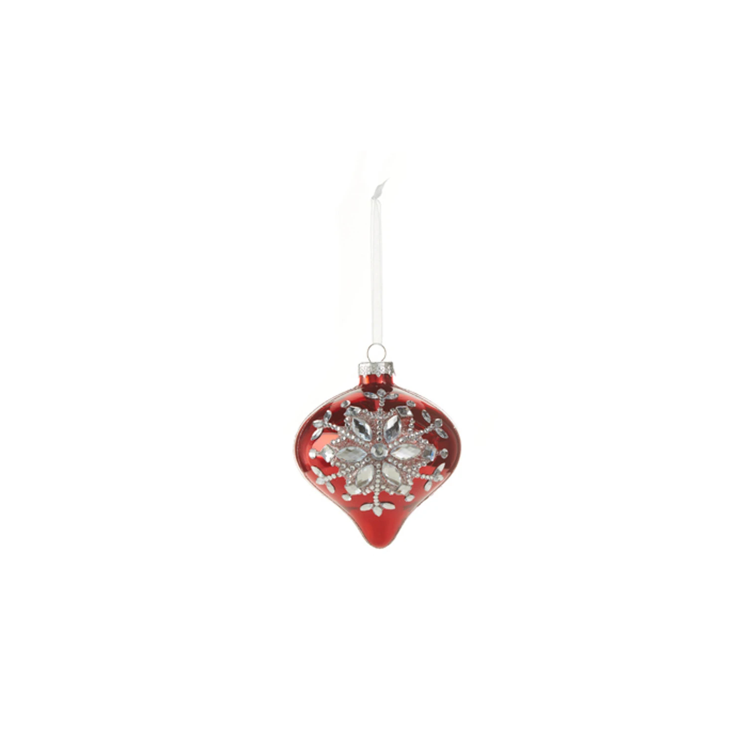 Raz 4" Red Jeweled Snowflake Glass Christmas Ornament 4324540 Raz 4" Red Jeweled Snowflake Glass Christmas Ornament 4324540 -The Jolly Christmas Shop 4324540a 45803.1684861715