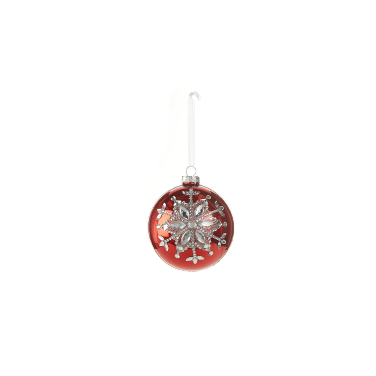 Raz 4" Red Jeweled Snowflake Glass Christmas Ornament 4324540 Raz 4" Red Jeweled Snowflake Glass Christmas Ornament 4324540 -The Jolly Christmas Shop 4324540c 42614.1684861723