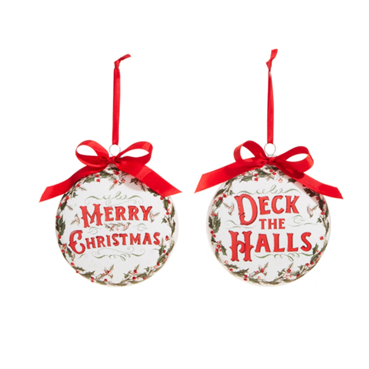 Raz 5" Holiday Greetings Disc Glass Christmas Ornament 4324605 Raz 5" Holiday Greetings Disc Glass Christmas Ornament 4324605 -The Jolly Christmas Shop 4324605 11755.1684954716