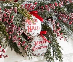 Raz 5" Holiday Greetings Disc Glass Christmas Ornament 4324605