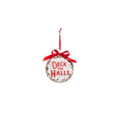 Raz 5" Holiday Greetings Disc Glass Christmas Ornament 4324605 3 Raz 5" Holiday Greetings Disc Glass Christmas Ornament 4324605 -The Jolly Christmas Shop 4324605b 38626.1684954725