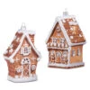 Raz 5" Set Of 2 Gingerbread House Glass Christmas Ornament 4352867