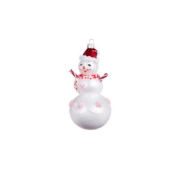 Raz 6.25" Peppermint Snowman Glass Christmas Ornament 4352876 -The Jolly Christmas Shop 4352876b 54402.1685475141