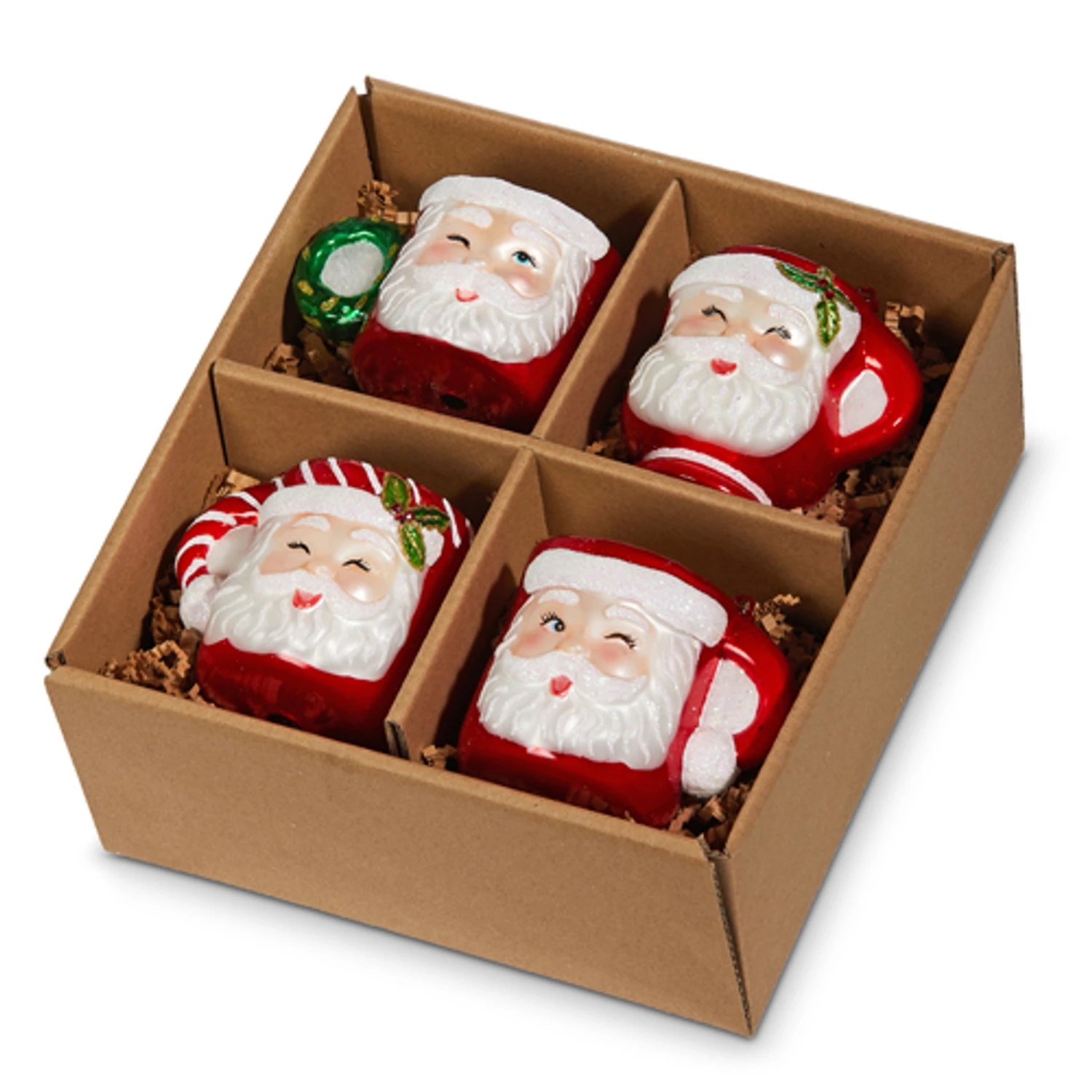 Raz Set of 4 Boxed Santa Mug Glass Christmas Ornament 4352887 Raz Set Of 4 Boxed Santa Mug Glass Christmas Ornament 4352887 -The Jolly Christmas Shop 4352887 85516.1685538036