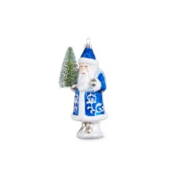 Raz 5.5" Delft Santa With Tree Glass Christmas Ornament 4352893 -The Jolly Christmas Shop 4352893a 34241.1685539521