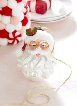 Raz 6.5" Santa With Glasses Glass Christmas Ornament 4352897