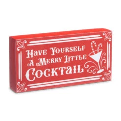 Raz Red High Shine Block Christmas Cocktail Sign -The Jolly Christmas Shop 4359005 97500.1685648389