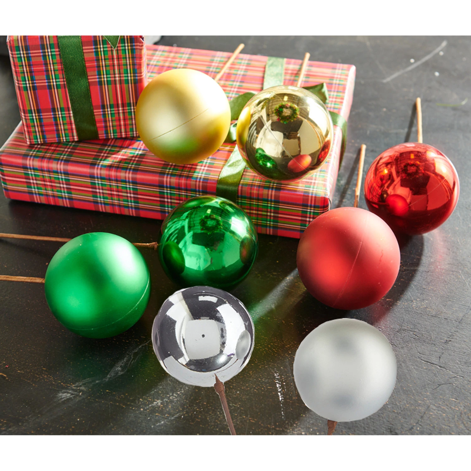 Raz 12" Set of 2 Red, Gold, Silver or Green Ball Ornament Christmas Tree Pick Raz 12" Set Of 2 Red, Gold, Silver Or Green Ball Ornament Christmas Tree Pick -The Jolly Christmas Shop F4202556 edit 2 33617.1650483904