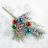 Raz 16" Snowy Pine And Multicolor Ball Ornament Christmas Tree Pick F4306722