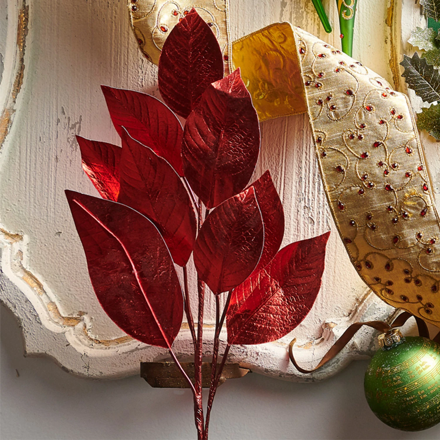 Raz 34.5" Red Metallic Leaf Christmas Tree Spray F4310301 Raz 34.5" Red Metallic Leaf Christmas Tree Spray F4310301 -The Jolly Christmas Shop F4310301 12375.1686082335