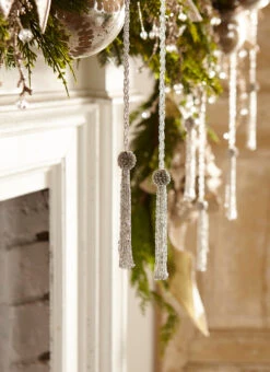 Raz 3' Silver Beaded Tassel Christmas Tree Garland G4327302