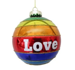 December Diamonds 4" Rainbow LOVE Glass Christmas Ornament 79-81111