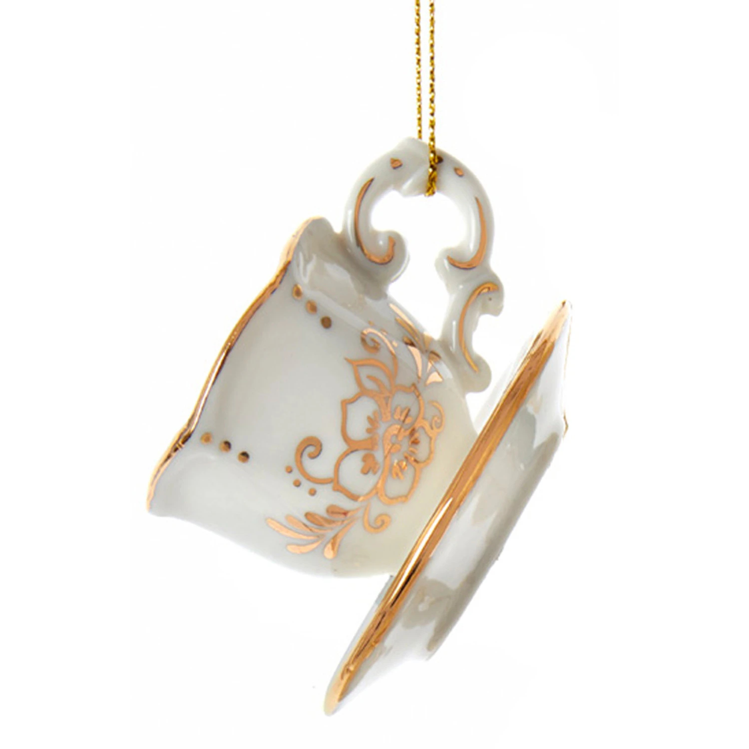 3" White and Gold Teacup Porcelain Christmas Ornament J7487 Kurt Adler 3" White And Gold Teacup Porcelain Christmas Ornament J7487 -The Jolly Christmas Shop J7487a 07043.1653410206