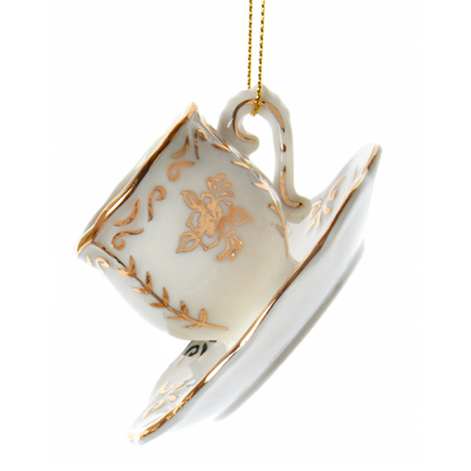 3" White and Gold Teacup Porcelain Christmas Ornament J7487 Kurt Adler 3" White And Gold Teacup Porcelain Christmas Ornament J7487 -The Jolly Christmas Shop J7487b 04190.1653410211