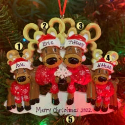 Reindeer Family Of 4 Personalized Christmas Ornament OR2256-4