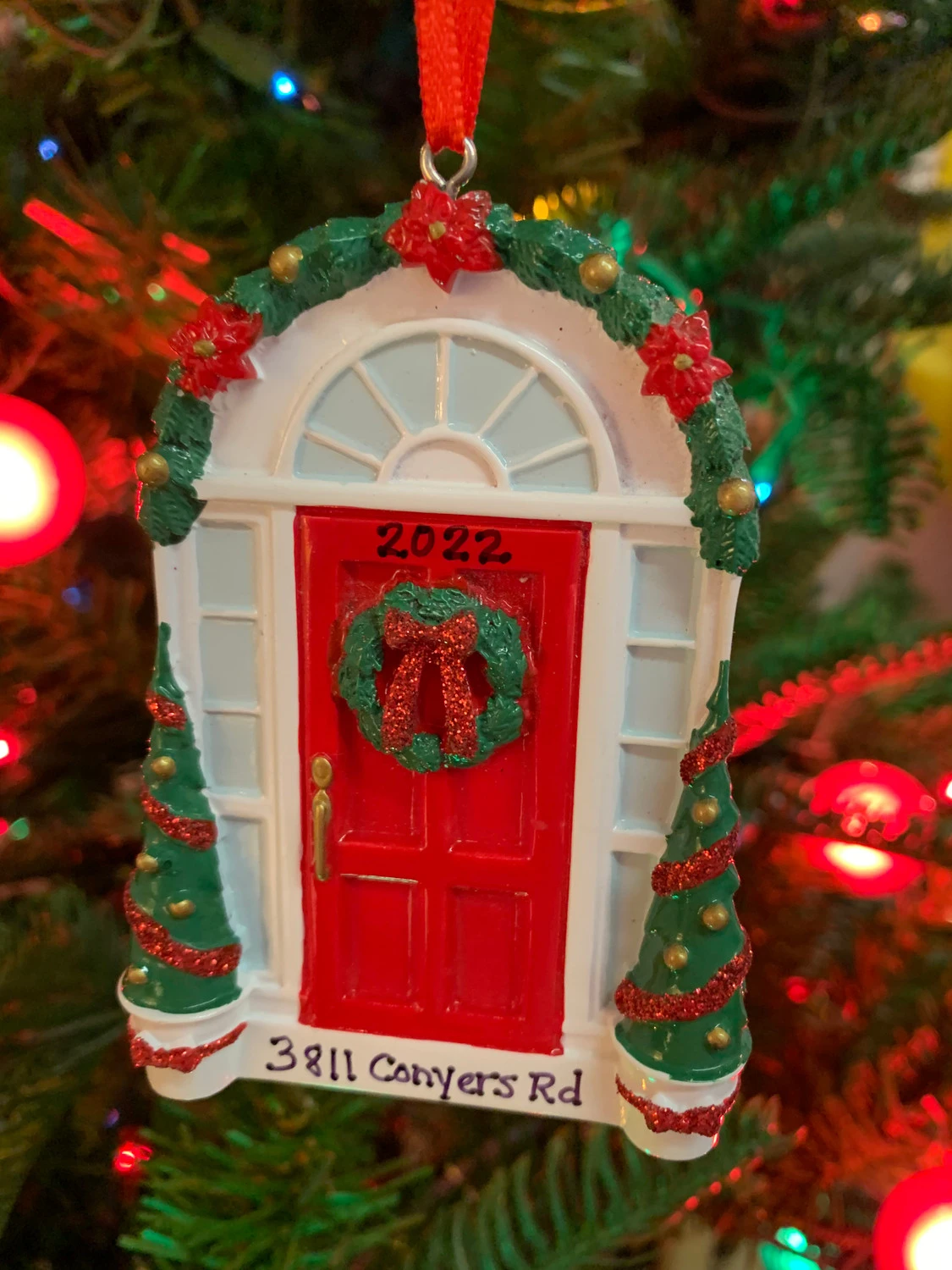 Red Door with Wreath Personalized Christmas Ornament OR2297 Red Door With Wreath Personalized Christmas Ornament OR2297 -The Jolly Christmas Shop OR2297 82356.1665070013
