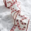 Raz 4" Candy Cane Sequined Wired Christmas Ribbon R4227728
