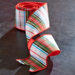 Raz 4" Plaid Wired Christmas Ribbon R4227731