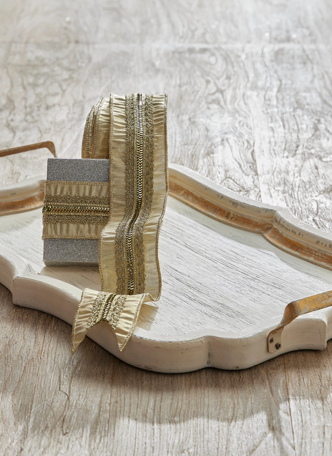 Raz 2.5" Embellished Gold Lame Wired Christmas Ribbon R4327761 Raz 2.5" Embellished Gold Lame Wired Christmas Ribbon R4327761 -The Jolly Christmas Shop R4327761 73575.1686746624