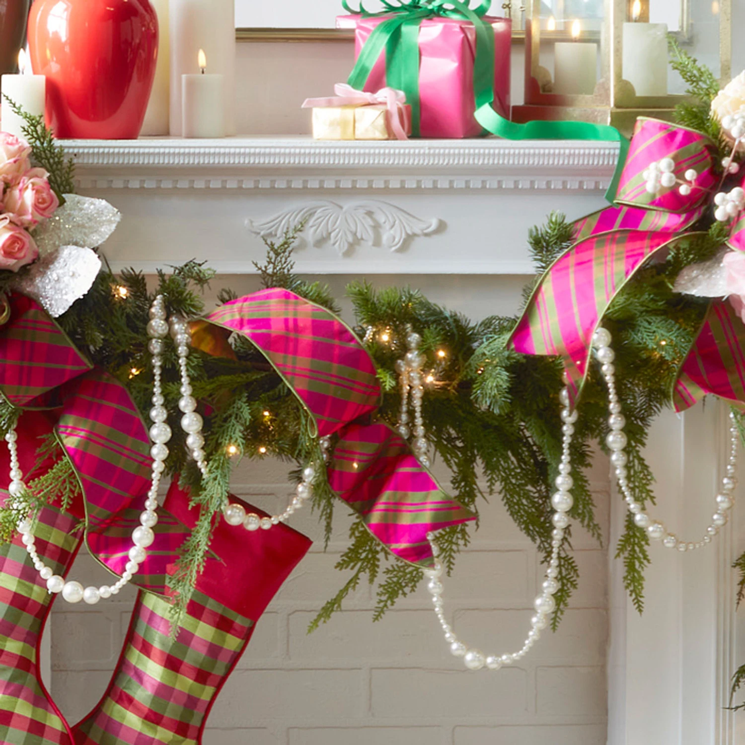 Raz 4" Pink and Green Plaid Wired Christmas Ribbon R4371764 Raz 4" Pink And Green Plaid Wired Christmas Ribbon R4371764 -The Jolly Christmas Shop R4371764 edit 35078.1686690467