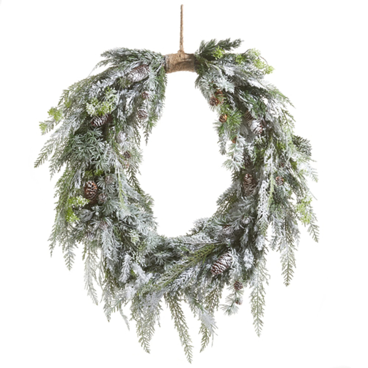 Raz 36" Flocked Oval Cedar and Pinecone Christmas Wreath W4309881 Raz 36" Flocked Oval Cedar And Pinecone Christmas Wreath W4309881 -The Jolly Christmas Shop W4309881 1 76604.1686678891