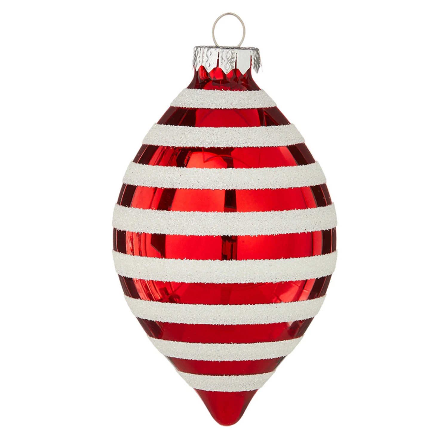 Raz 4" Red and White Striped Glass Christmas Ornaments 4120871 Raz 4" Red And White Striped Glass Christmas Ornaments 4120871 -The Jolly Christmas Shop